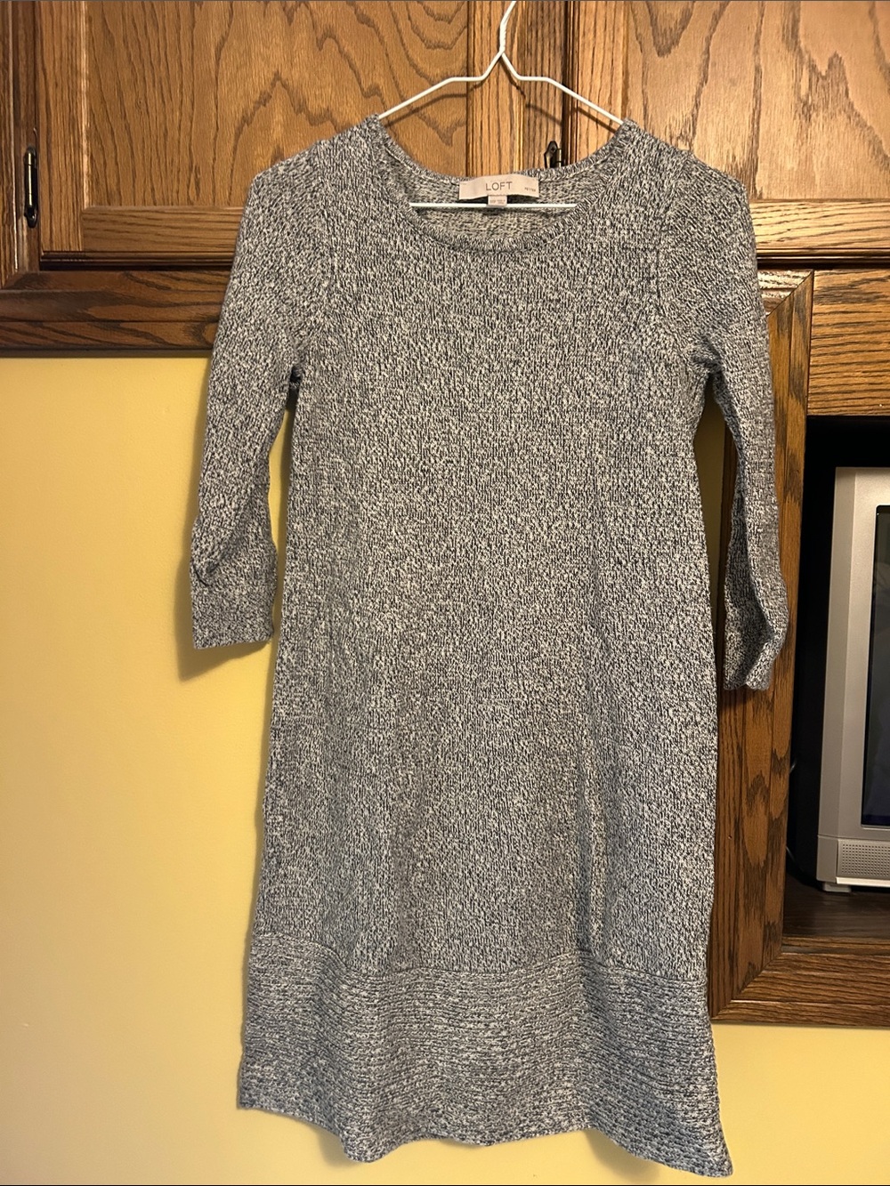 LOFT Gray Marled Knit Sweater Dress